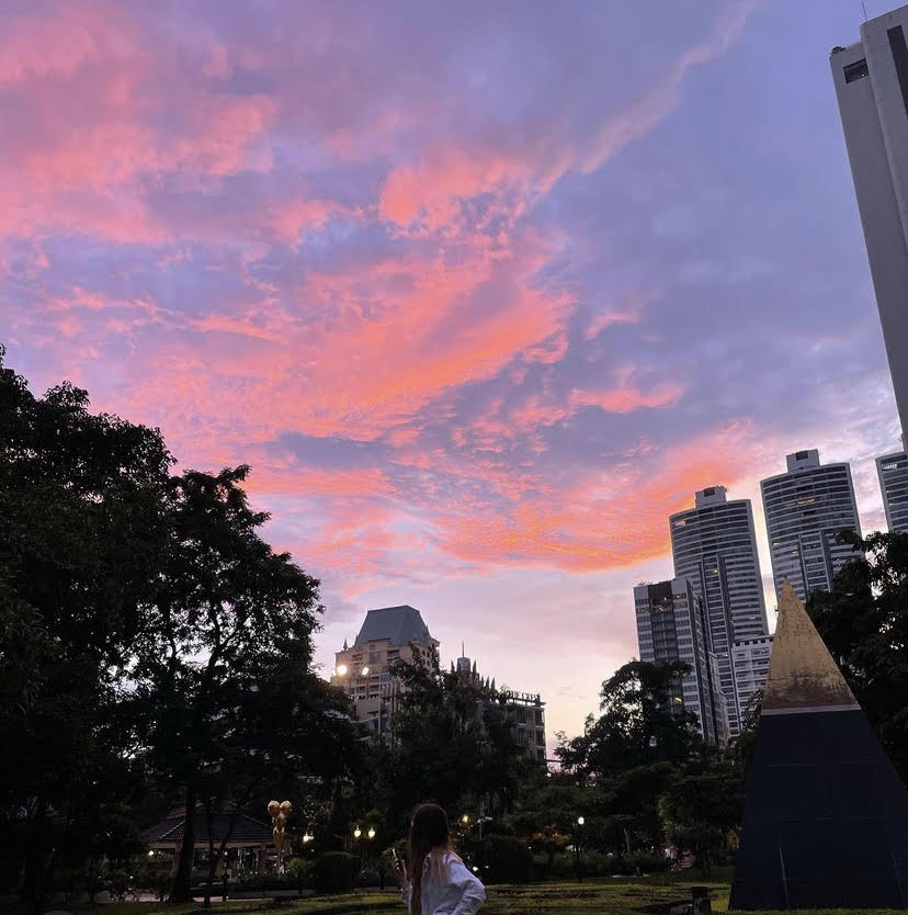 Abby enjoying the beautiful sunset in Bangkok.