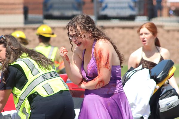 Former Farmington High School student, Nora Berkbigler, participating in the 2023 Mock Accident. 