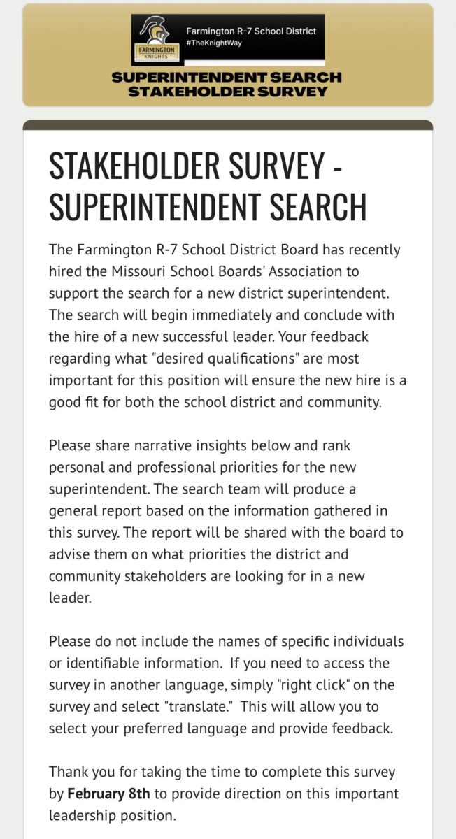 Screenshot from the MSBA Community Superintendent Search Survey.